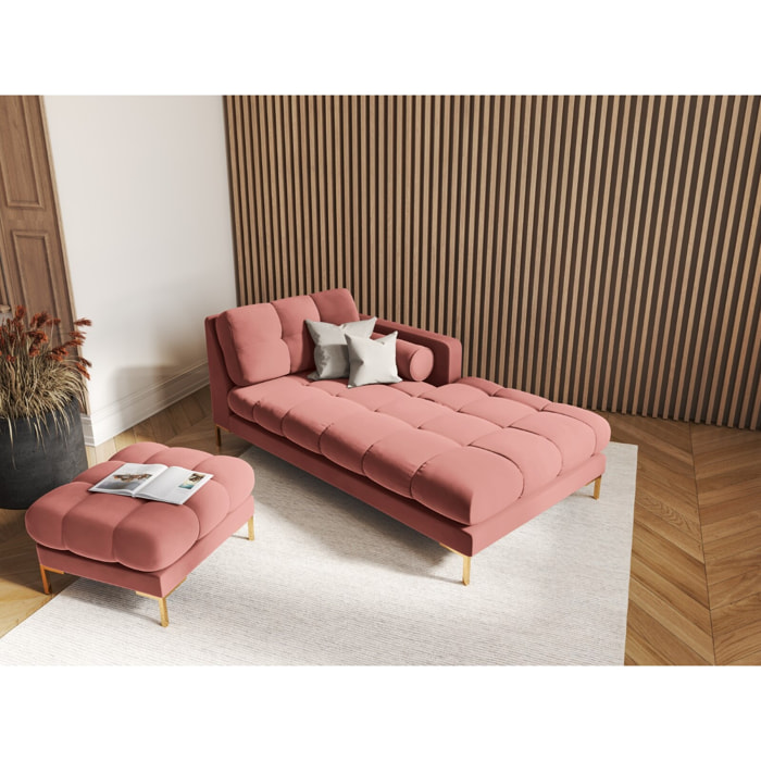 Méridienne droite "Bali" en velours rose