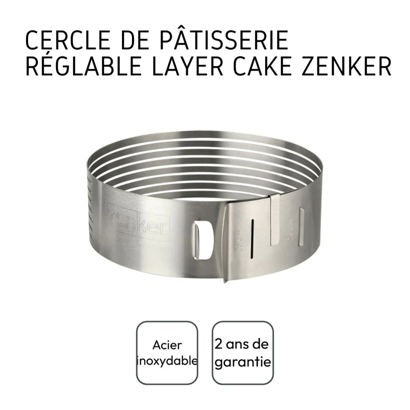 Cercle à pâtisserie pour trancher les gâteaux en étages 26 à 28 cm Zenker Smart Pastry