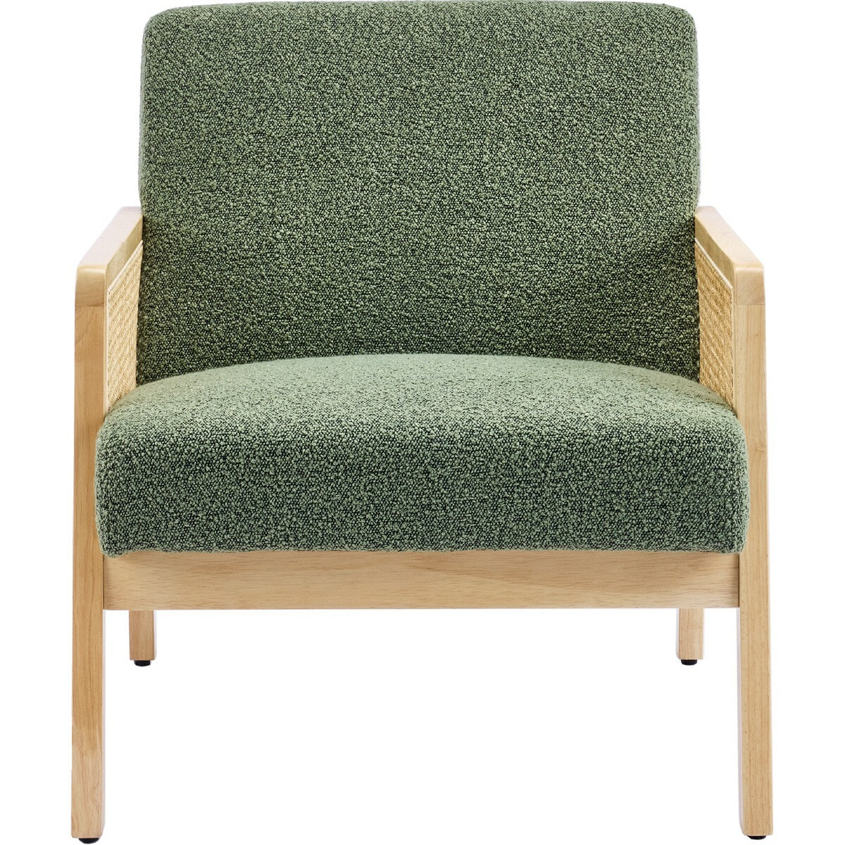 Fauteuil en cannage et tissu bouclé - MANI