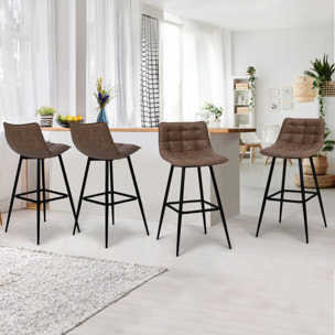 Tabourets de bar Irina simili marron - lot de 4