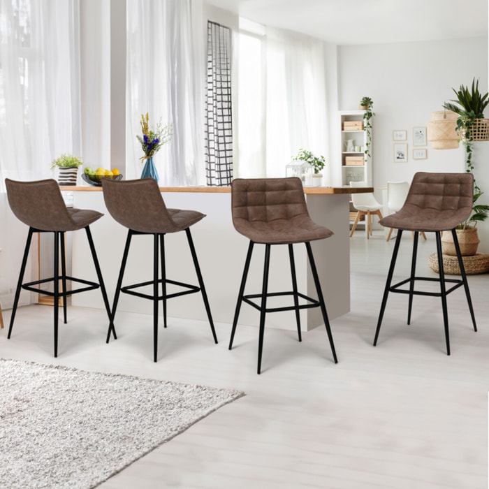 Tabourets de bar Irina simili marron - lot de 4
