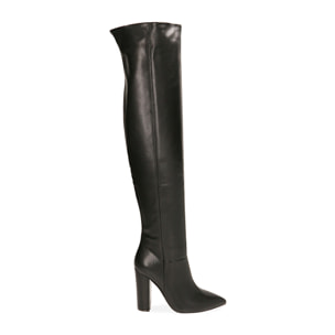 Stivali overknee neri, tacco 9,5 cm