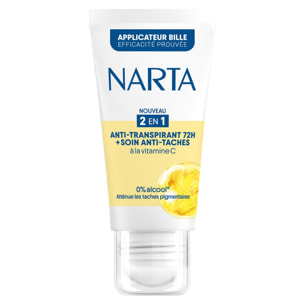 Narta Tube Roll-On Anti-Transpirant 72H + Soin Anti-Taches à la Vitamine C 50ml