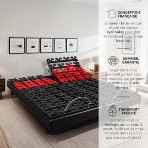 Sommier Électrique Superflex à Plots, 5 Plans de Couchage, Fermeté Réglable, Suspension Multidirectionnelle, relevage motorisé