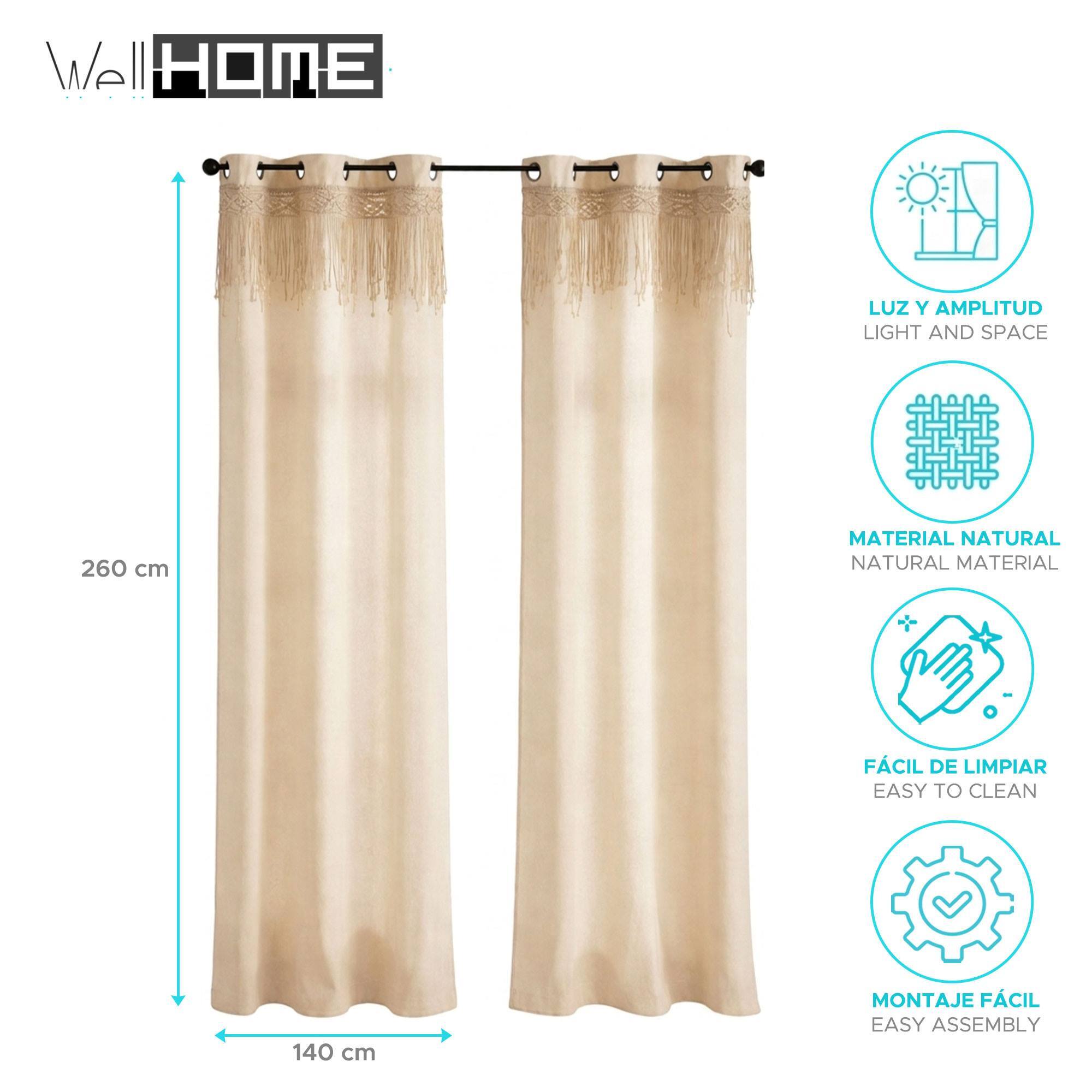 Cortina Ritual de Macramé 140x260cm, Decorativa estilo Boho