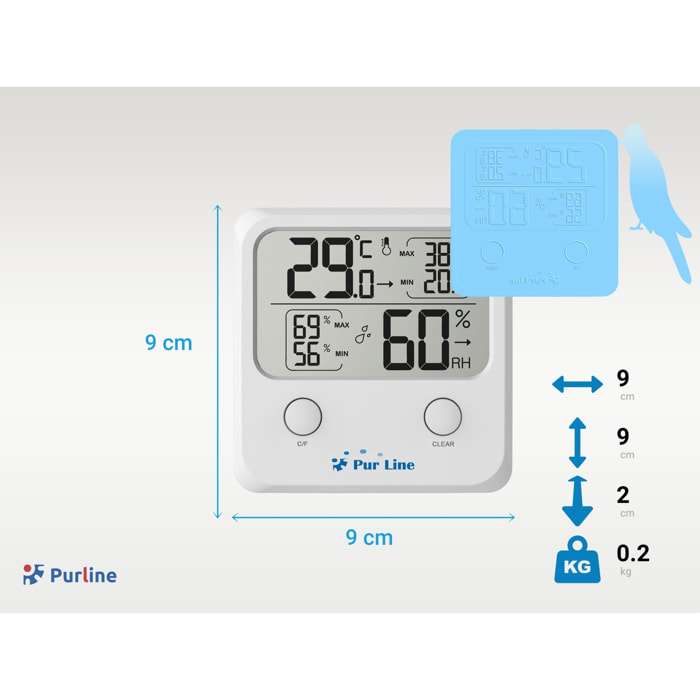 Estación meteorológica inalámbrica con indicador de temperatura y humedad WS01N PURLINE