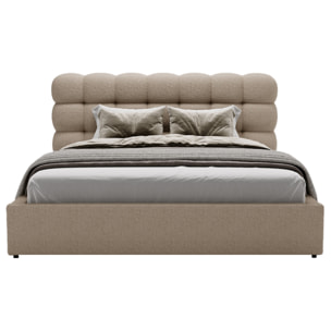 Lotus - lit coffre - 160x200 cm - sommier inclus - en tissu bouclette - Taupe