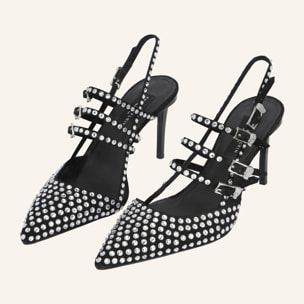 PHILIPP PLEIN Suede Slingbacks Skull Belts 9