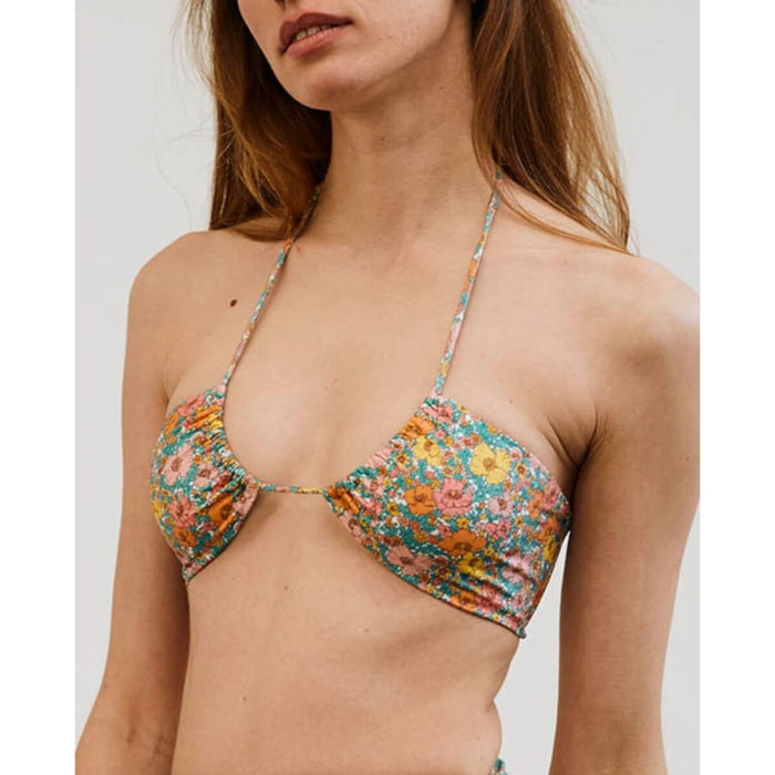 Top de bikini estampado con tirantes ajustables