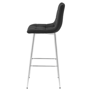 Sgabello Arceto in velluto nero con gambe cromate
