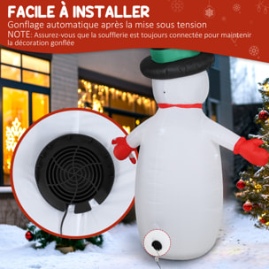 Bonhomme de neige gonflable LED Noël H.240cm matériel fixation et souffleur inclus