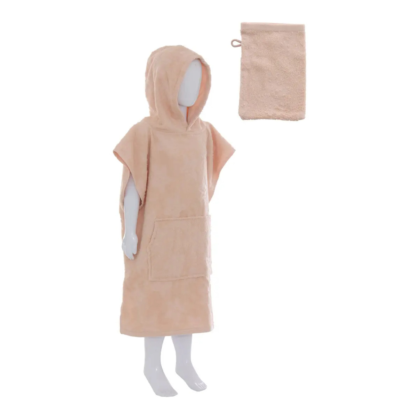 Set Cape et Gant de Bain Enfant Orta 70x55 cm Rose