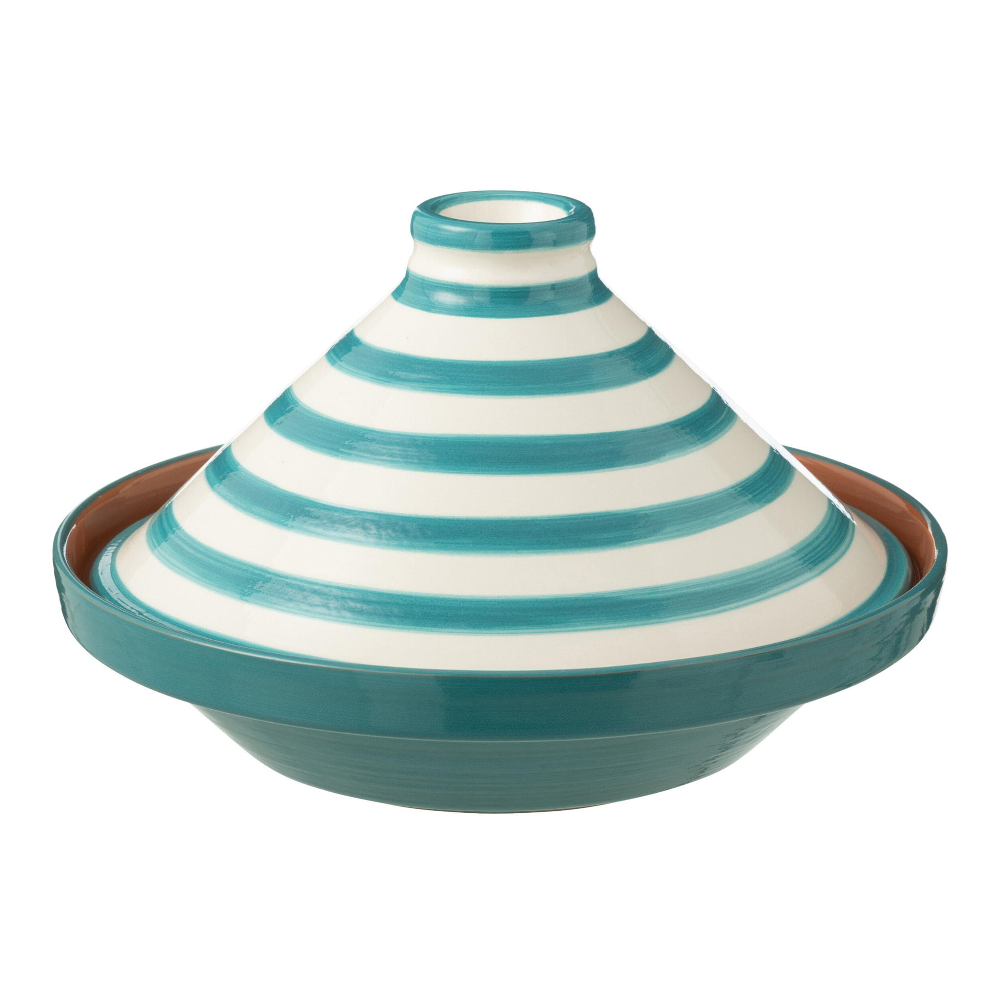 J-Line tajine Granada Stripes - céramique - blanc/aqua
