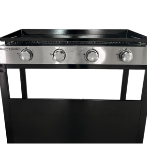 Plancha au gaz MÉRIDA 4 brûleurs + chariot