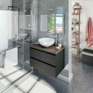 Mobile sottolavabo Alakdan, Mobiletto da bagno, Contenitore porta lavabo, Armadio per lavandino, 79x46 h53 cm, Antracite e Olmo