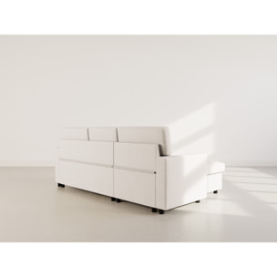 Meiya - canapé d'angle réversible 4 places convertible avec coffre en tissu - Beige