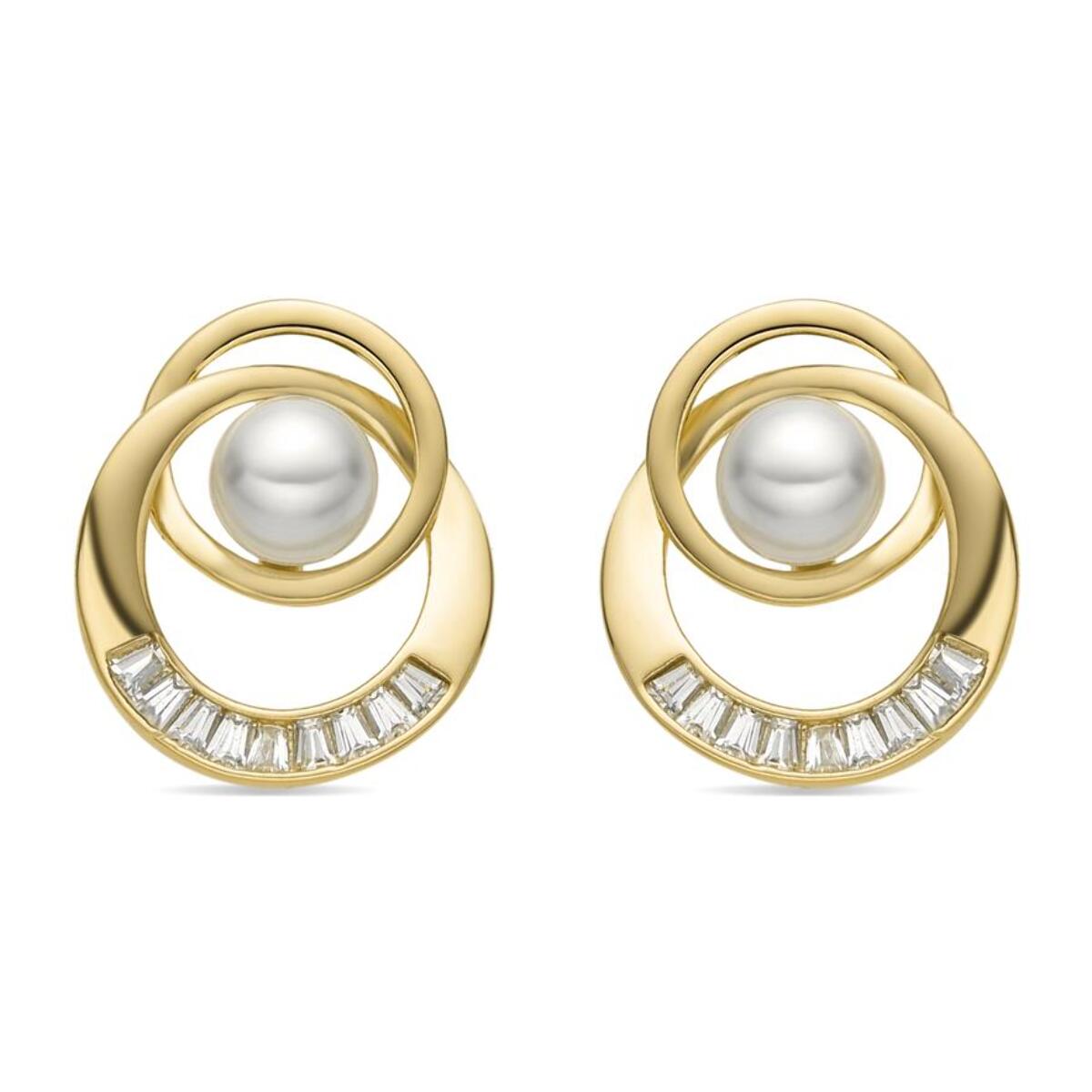 Pendientes con Perla Blanca acabado oro 18k