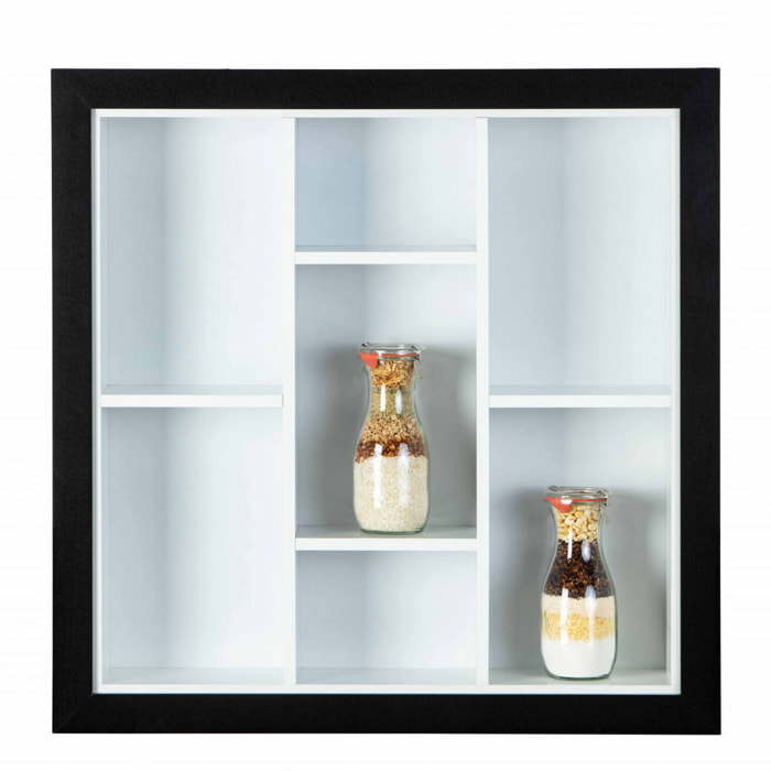 Libreria a parete con vani contenitori, 67 x 67 x 13.7, Bianco