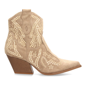 Botines cowboy con brillantes y tacón