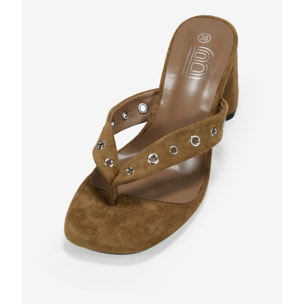 Sandalias destalonadas taupe con tacón