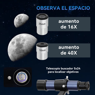 Telescopio Reflector Astronómico, Apertura de 114 mm, 16X-120X, 470 mm Telescopio Astronómico para Adultos, Principiantes y Niños, con Trípode Ajustable y Bolsa de Transporte