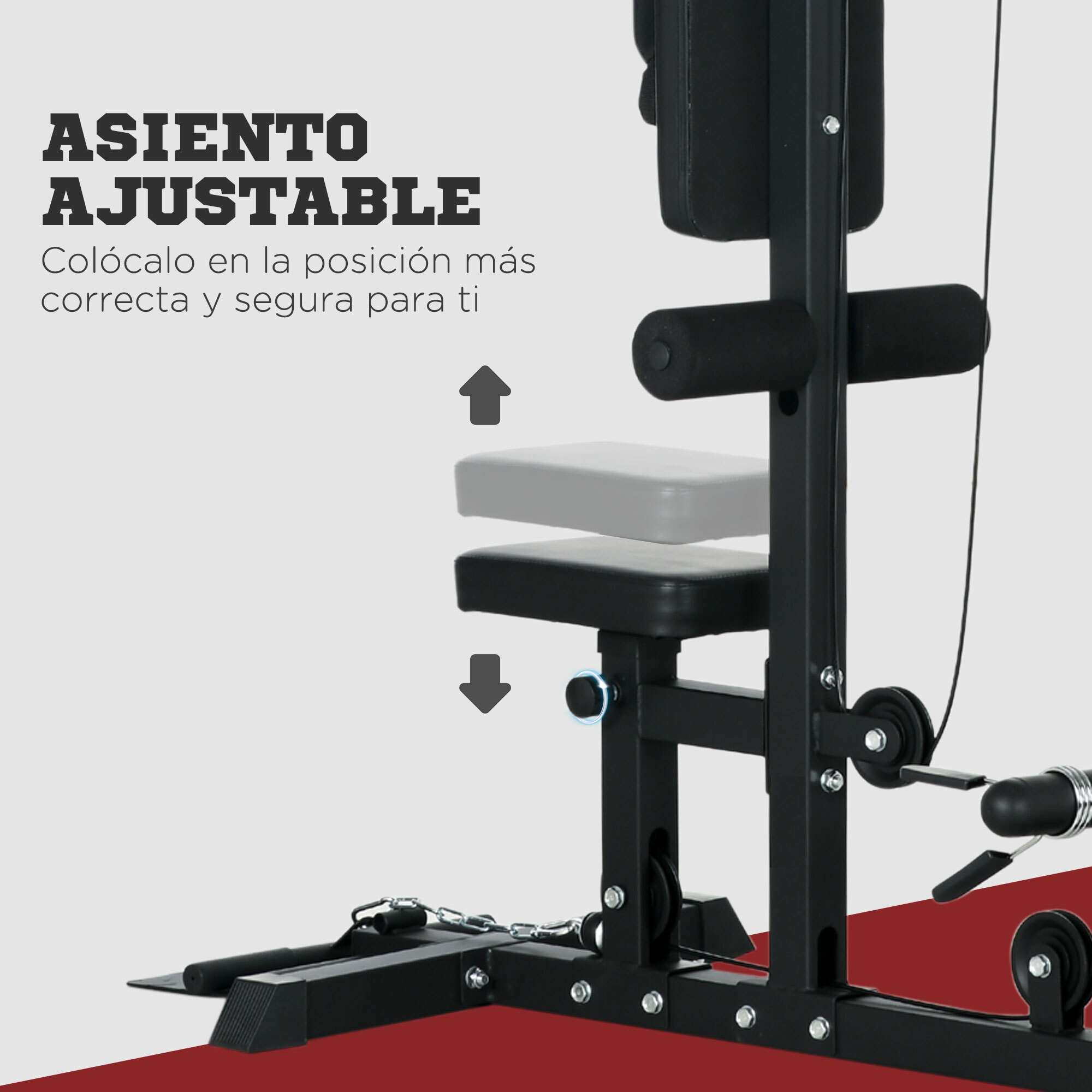 Máquina de Musculación Estación de Entrenamiento con Pedales Giratorios y Asiento Ajustable para Fitness Entrenamiento en Gimnasio Hogar Oficina Carga Máx. 110 kg 140x108x197 cm Negro