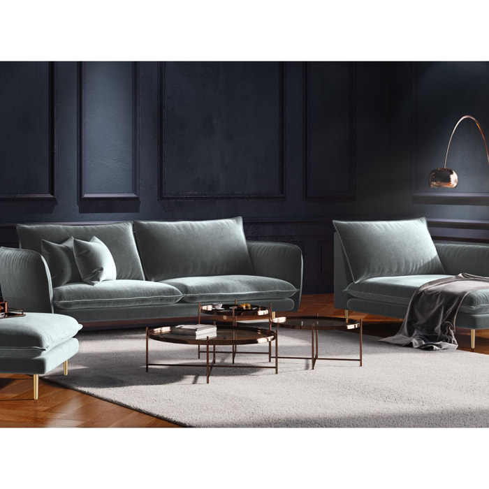 Méridienne droite "Vienna" en velours gris clair