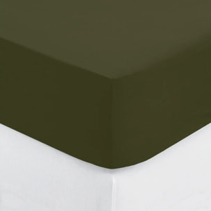 Drap-housse "Carina" en coton 140x190cm vert kaki