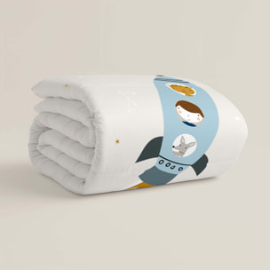 Edredón Nórdico Estampado - Infantil - 100% Algodón - 200 gr/m² con Tacto Pluma - Viaje Espacial