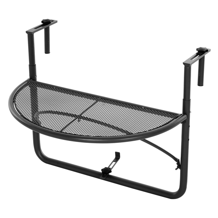 Mesa Colgante de Balcón Semicircular 60x47x50 cm Ajustable en Altura Simple y Conveniente para Barandilla de Balcón Terraza Patio