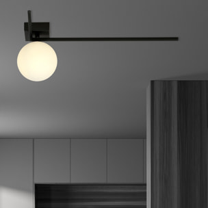 Lampada da soffitto IMAGO in acciaio nero e vetro opalino