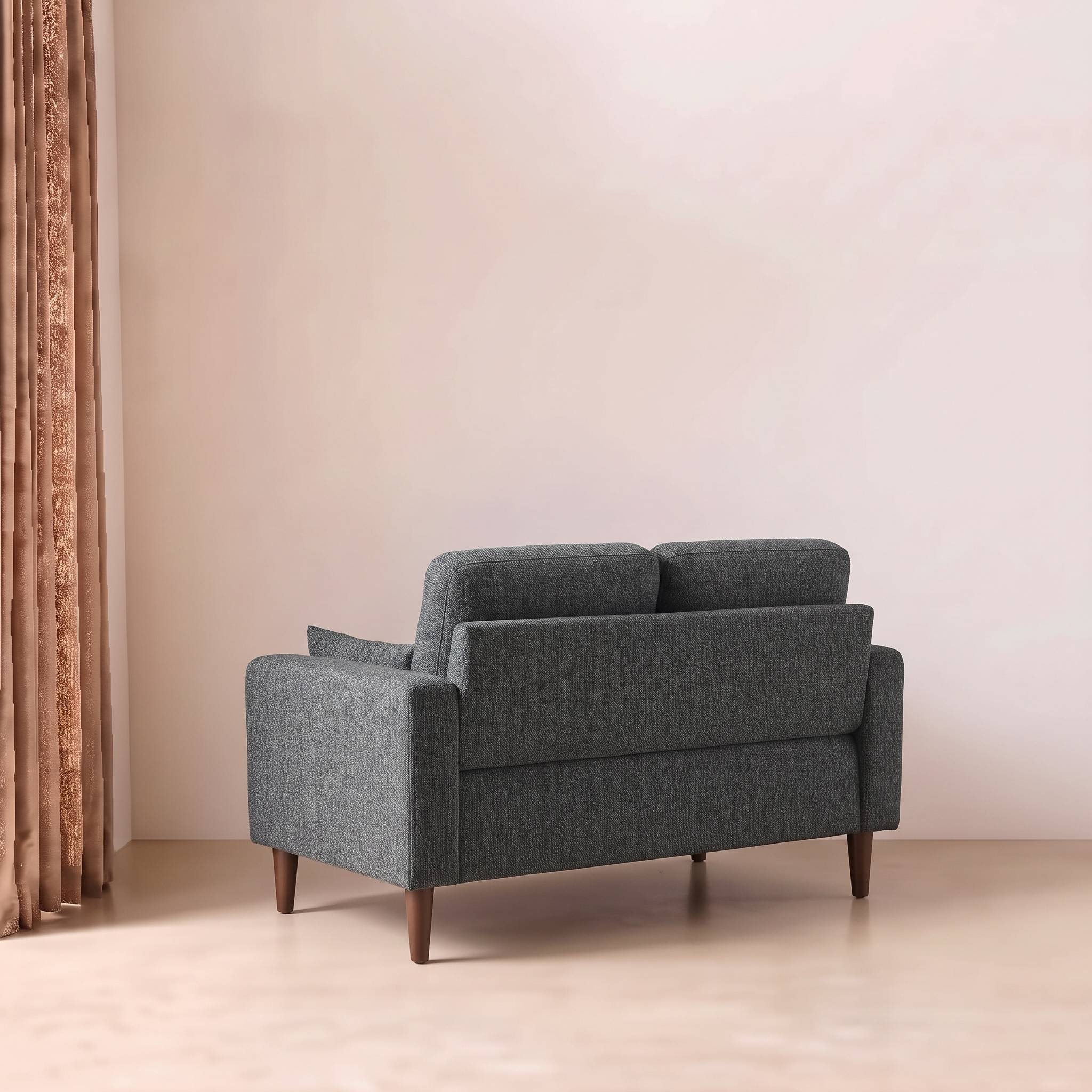 Canapé bois d'hévéa et tissu chenille 2 places BJORN