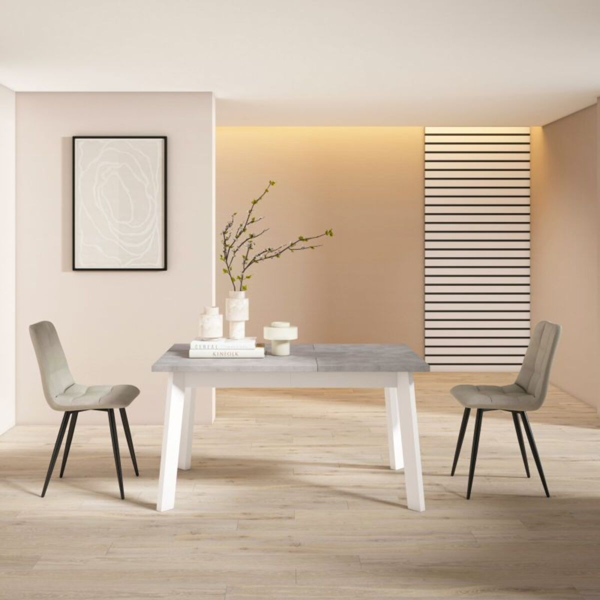 Mesa de comedor Naira 140 Cemento Blanco