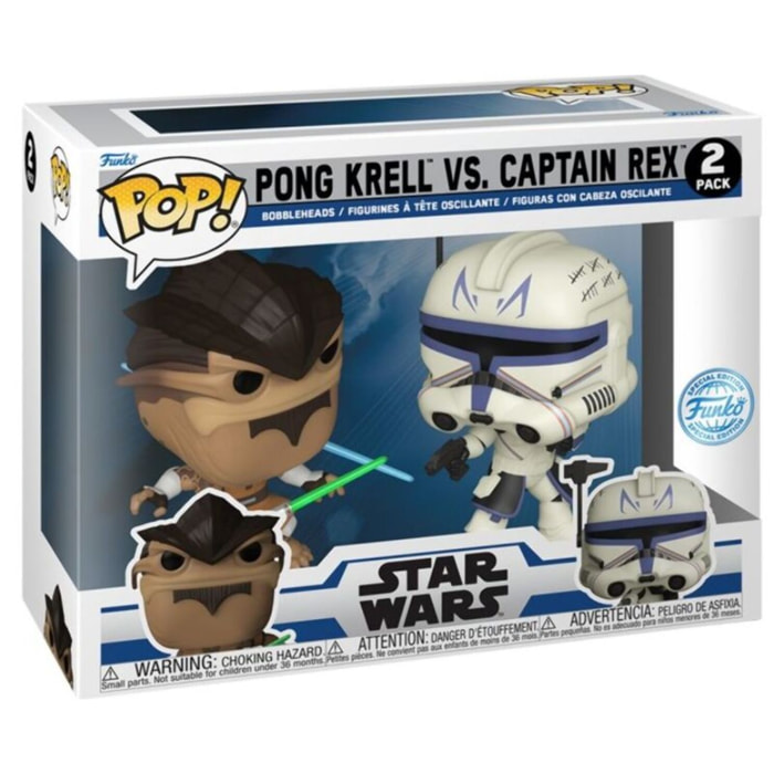 Pop Pack 2 Figures Star Wars The Clone Wars Duels Pong Krell & Captain Rex Esclusiva Funko