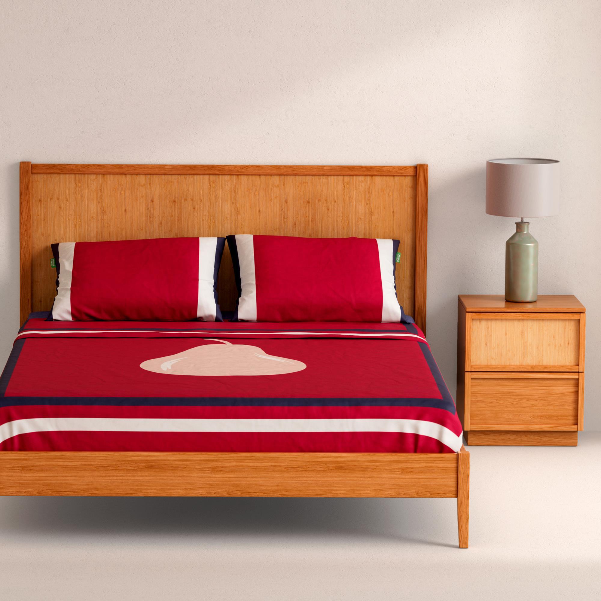 set de sabanas 4pcs cama doble: sabana encimera + sabana bajera + 2 fundas de almohada Benetton fruits
