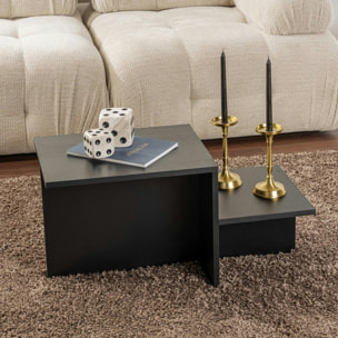 Table basse moderne effet bois noir - 2 niveaux MARFA