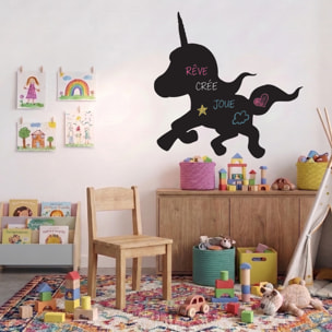 Sticker ardoise tableau noir - stickers muraux adhésif effaçable - LICORNE