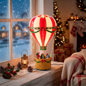Globo aerostático navideño con papá noel luces led, movimiento y música con adaptador 21,5x21,5x41,5cm