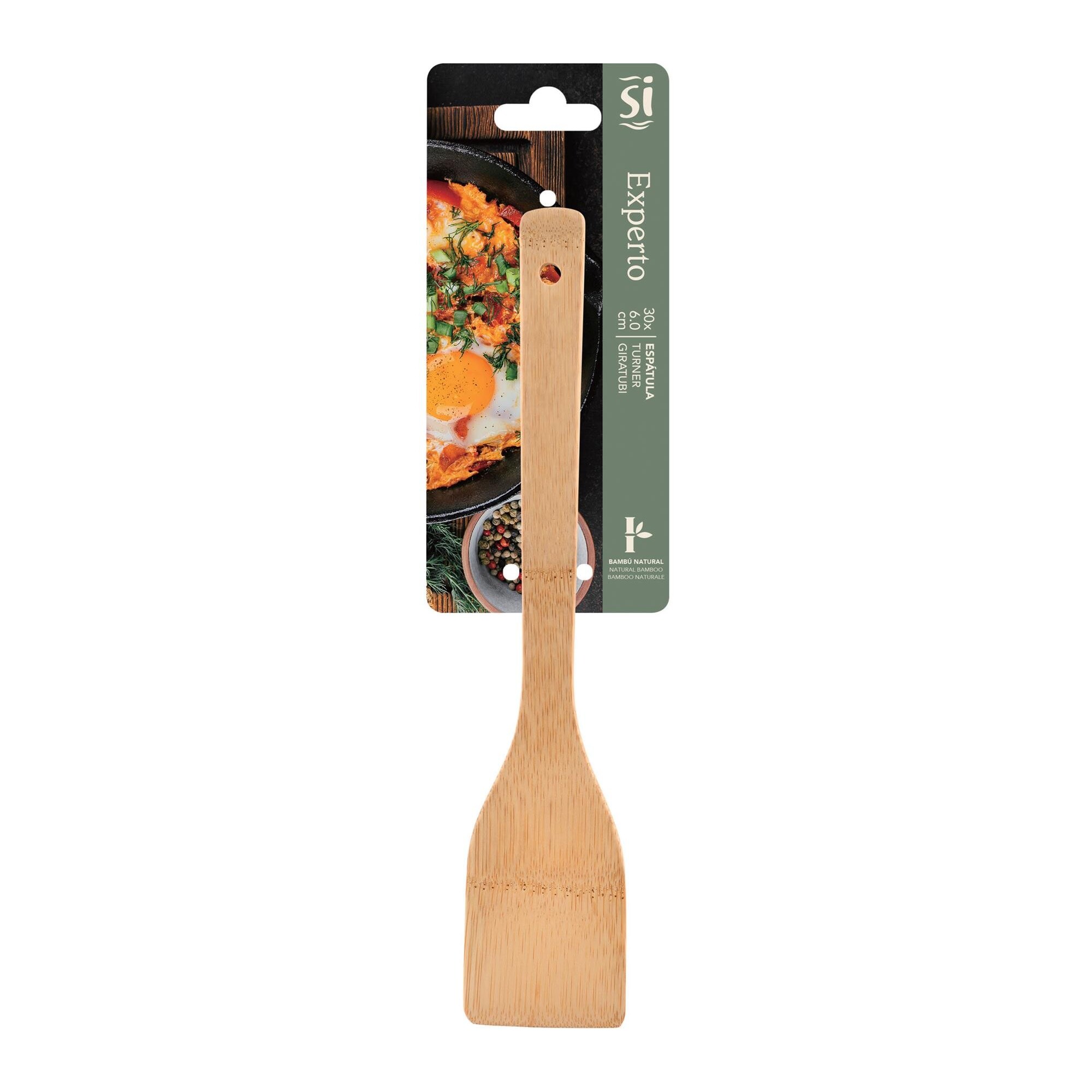 Espátula 30x6 cm bambú, utensilio de cocina natural expert san ignacio