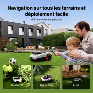 Robot tondeuse NAVIMOW i210 LiDAR - sans fil périphérique ni antenne, Pentes 45%, Cartographie auto, caméra, LiDAR, 1000m²