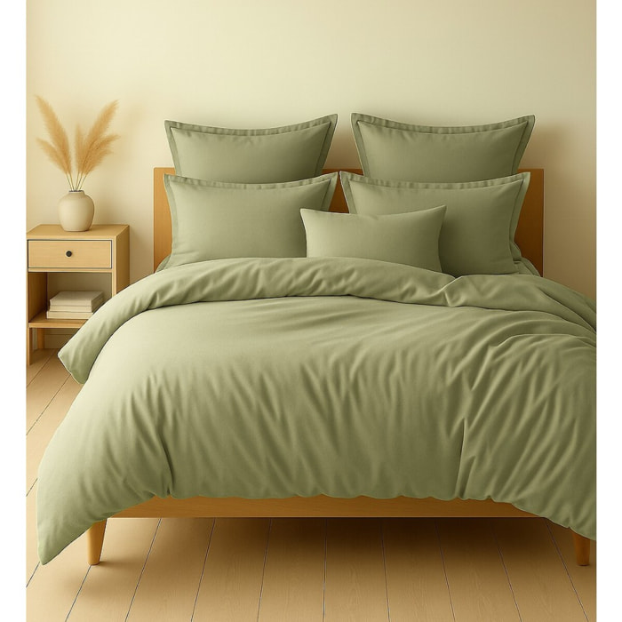 Parure Housse De Couette + 2 taies 100% Coton 57fils Verveine