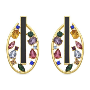 Pendientes con Circonita Multicolor acabado oro 18k