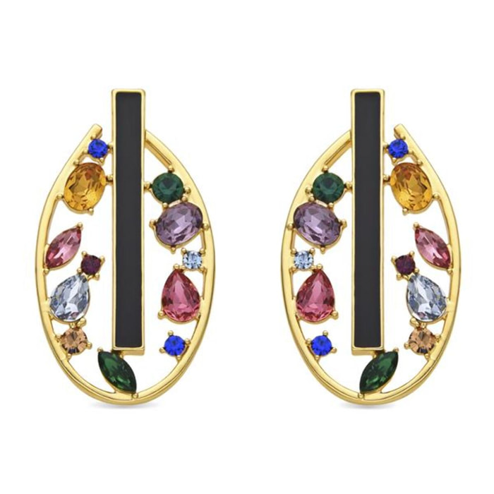Pendientes con Circonita Multicolor acabado oro 18k
