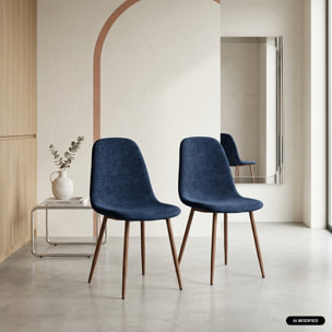 Chaise décor bois teinte noyer et tissu (lot de 2) VERA