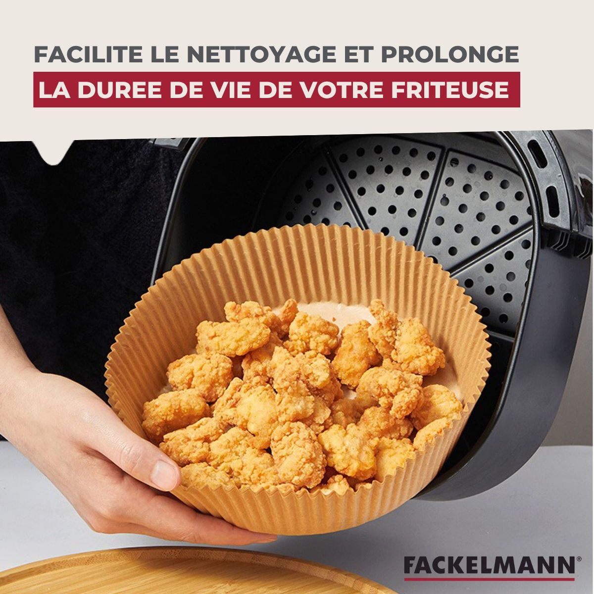 Ensemble de 300 Moules en papier pour air fryer carrés 20 cm Fackelmann Divers