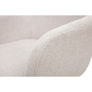 Chaises en tissu effet velours texturé beige et métal noir (lot de 2) AMIKA