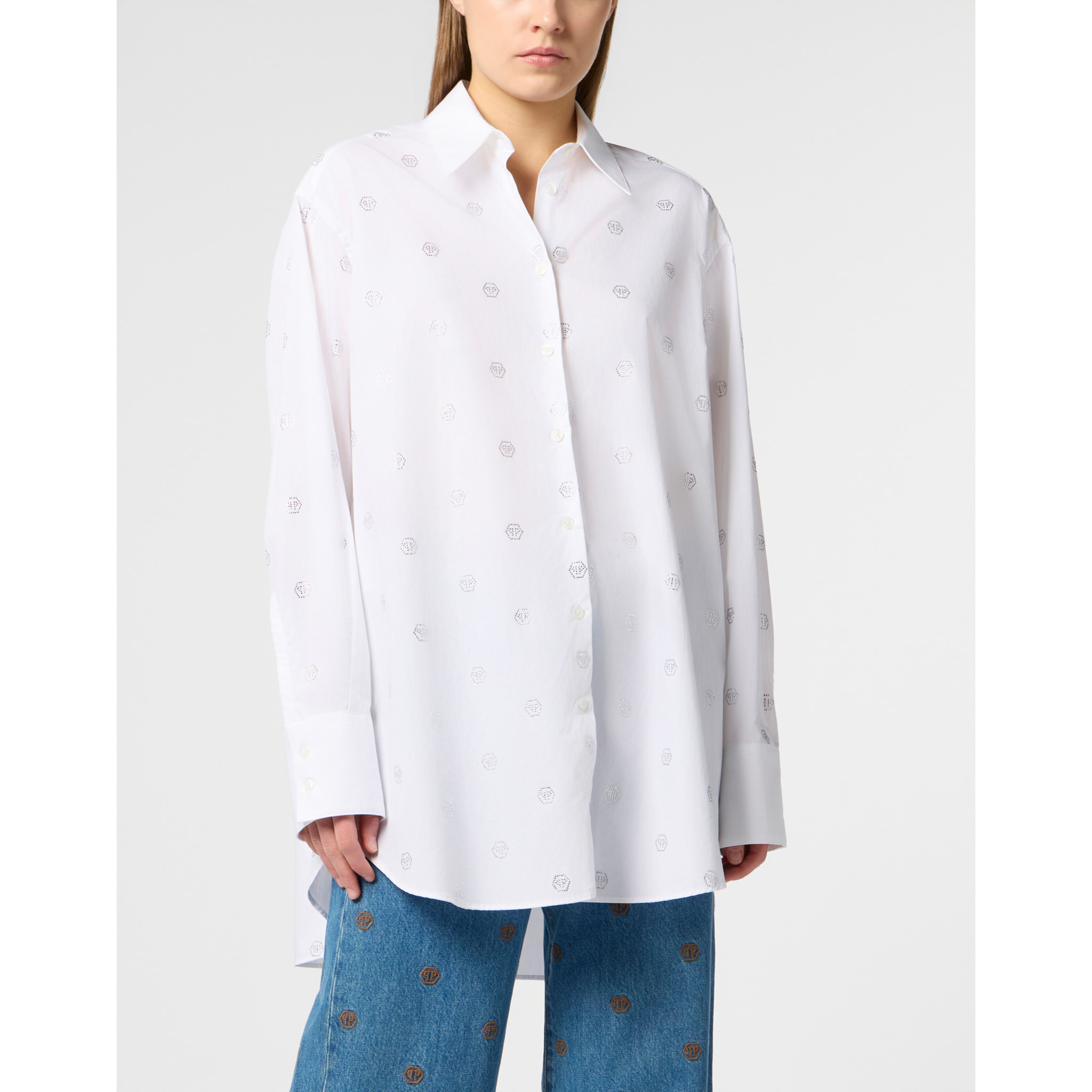 PHILIPP PLEIN Regular Fit Shirt Monogram Crystal