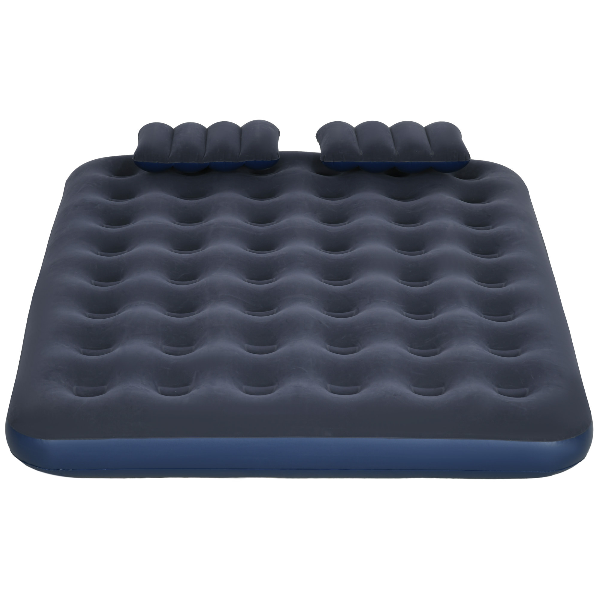 Colchón Hinchable Doble 191x137x22 cm con Inflador Manual Colchón Inflable Plegable con 2 Almohadas Integradas Superficie Flocado para Huéspedes Hogar Viajes Camping
