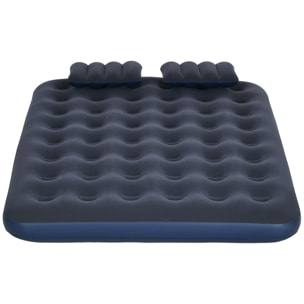 Colchón Hinchable Doble 191x137x22 cm con Inflador Manual Colchón Inflable Plegable con 2 Almohadas Integradas Superficie Flocado para Huéspedes Hogar Viajes Camping