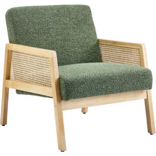 Fauteuil en cannage et tissu bouclé - MANI